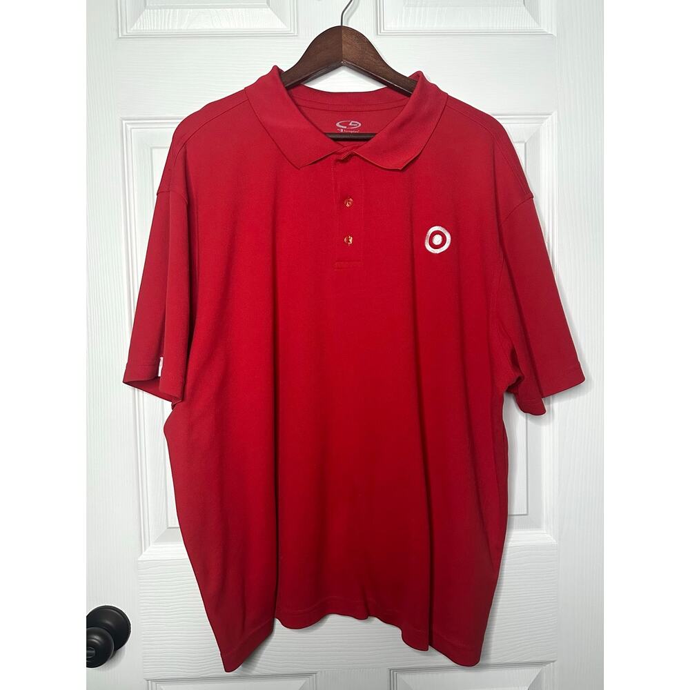 Champion Target Team Employee Polo Shirt Men’s XXL Bullseye solid red EUC